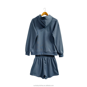 OEM Design Mommy and Me Solid <strong>Jumper</strong> Hoodie and Shorts Set for Fall - Product Image 3