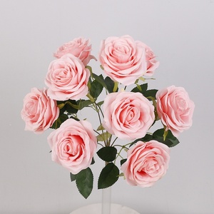 Flores Artificiales de Seda Directo de Fábrica, Ramo de Rosas de 9 Cabezas para Decoración de Bodas y Fiestas, Rosas Artificiales, Flor Nupcial - Product Image 2