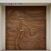 Porte d'entrée principale minimaliste RICHOCEAN en aluminium moulé, sculptée, anti-effraction, pour appartement, de style chinois