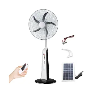 18 inch đứng Quạt điện có thể sạc lại quạt năng lượng mặt trời 12 V làm mát không khí bệ nhiều kích thước tùy chọn fann với LED ánh sáng ban đêm