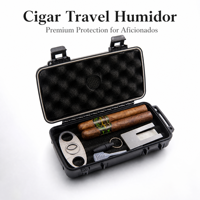 Humidor portable pour cigares, étui de voyage étanche IP68, hermétique, anti-écrasement, antichoc, boîte de rangement avec humidificateur et coupe-cigares, pour 4-5 cigares