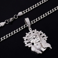 Prêt à expédier pendentif Moissanite personnalisé 925 argent rond taille brillant Moissanite diamant Allah pendentif avec collier en argent