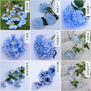 L-BF Vente en gros de fleurs artificielles en soie : roses, tulipes, pissenlits, lilas, marguerites, lys, hortensias, bleuets, décoration de mariage, fausses fleurs bleues - Product Image 6