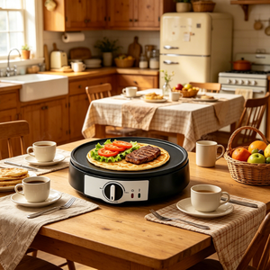 Plaque de cuisson et crêpière rotative 2-en-1 de 300 mm de diamètre, détachable et réversible, avec revêtement antiadhésif - Product Image 5