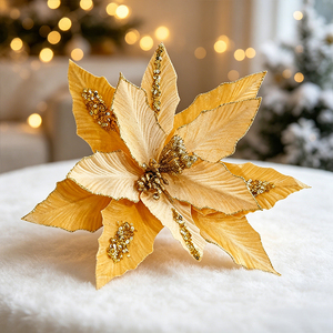 Decorazioni Floreali Natalizie all'Ingrosso a Buon Prezzo per Alberi di Natale, Fiori Natalizi Personalizzati di Alta Qualità con Glitter Fatti a Mano - Product Image 3