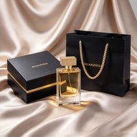 Flacon de parfum carré transparent personnalisé de 100 ml, bouteille en verre de luxe avec motif tissé, bouchon doré, pulvérisateur à pompe, emballage vide
