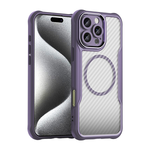 Cadres photo autonomes Clear Hard TPU + PC Carbon Fiber Magnet Mobile Phone Case pour iphone 16 Pro Max - Product Image 4