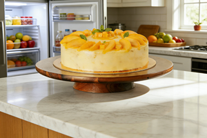 แท่นวางเค้กไม้กระถินเทศขนาด 13 นิ้ว แบบหมุนได้ จานหมุนสไตล์ชนบทเหมาะสำหรับการตกแต่ง จัดเสิร์ฟ และโชว์ขนมหวาน - Product Image 3