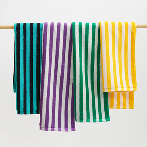 Serviette de bain rayée Qianl Core 40x90 cm en coton peigné, moelleuse et absorbante, pour usage domestique - Product Image 2