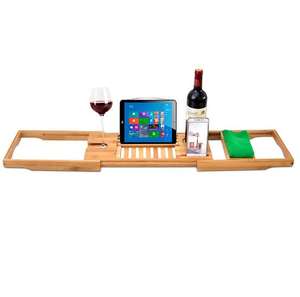 Plateau <span class=keywords><strong>de</strong></span> bain en bois bambou, étagère <span class=keywords><strong>de</strong></span> <span class=keywords><strong>baignoire</strong></span> <span class=keywords><strong>de</strong></span> haute qualité, étagère <span class=keywords><strong>de</strong></span> <span class=keywords><strong>baignoire</strong></span>, caddie en bois, avec côtés extensibles, 1 pièce - Product Image 3