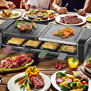 SEVERIN <span class=keywords><strong>Raclette</strong></span> Grill Plaque en Pierre Naturelle Amovible Antiadhésive Gril de Table pour <span class=keywords><strong>8</strong></span> <span class=keywords><strong>Personnes</strong></span> 1400W Acier Inoxydable/Noir - Product Image 2