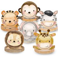 Piring Kertas Motif Safari untuk Pesta Ulang Tahun, Baby Shower, Pesta Bertema Hewan Hutan, Ramah Lingkungan, Kuat dan Tahan Lama