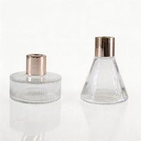 Diffuseur de parfum en verre cylindrique à rayures verticales, diffuseur d'huiles essentielles avec fleurs séchées, bouteille diffuseur de parfum, MOQ