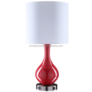 American Modern Large <b>Glass</b> Decorative <b>Table</b> <b>Lamp</b> Bedroom Circular Black Crystal Bottom Cloth Shade Rechargeable AC Power Supply - Product Image 2