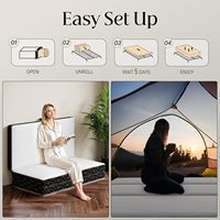 Matelas en mousse à mémoire de forme à trois couches, lit simple, poignée pliable portable et housse lavable, lit de sol avec base antidérapante