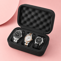Étui de montre EVA à 3 emplacements, boîte de rangement portable antichoc pour voyage, logo personnalisé, fourniture directe d'usine, fermeture éclair noire