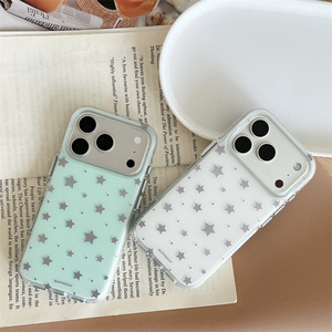 เคสโทรศัพท์แบบด้านสีพื้นสไตล์เกาหลี ลายดาวสีทองสองชั้น สำหรับ iPhone17Promax 16 15 14 ผู้หญิง - Product Image 4
