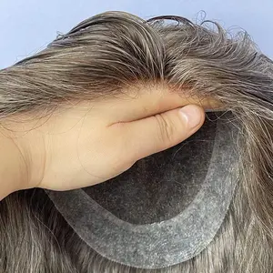 grey hair mens medium density toupee mens toupee human hair with grey