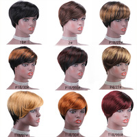 Perruque brésilienne en gros, cheveux humains vierges alignés, fabriquée à la machine, coupe pixie, perruques courtes