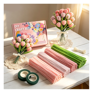 Kit de bricolage créatif en fil de velours duveteux de 7 mm pour projets éducatifs pour enfants et fleurs décoratives en fil duveteux coloré - Product Image 3