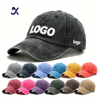Gorras de Béisbol de Algodón Lisas Unisex con Efecto Desgastado y Lavado Ácido, Bordado Personalizado, 6 Paneles, Estilo Dad Hat, Venta al Por Mayor JX