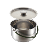 Ensemble de casseroles et poêles de camping portables en acier inoxydable avec poignée pliable, ustensiles de cuisine d'extérieur pour feu de camp et pique-nique
