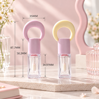 Tube carré transparent pour huile à lèvres avec logo personnalisé, 5,5 ml, capuchon à anneau large, pinceau souple pour blush liquide, emballage pour gloss à lèvres