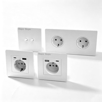Sakelar Dinding Listrik EU Stainless Steel 220V Vintage Matte Putih 4 Outlet 2-Arah IP20 dengan Port USB A dan C Retro Toggle