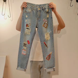 <span class=keywords><strong>Jeans</strong></span> alla moda da <span class=keywords><strong>donna</strong></span> con ricamo Patchwork con motivo unico a gamba dritta <span class=keywords><strong>Jeans</strong></span> da <span class=keywords><strong>donna</strong></span> - Product Image 1