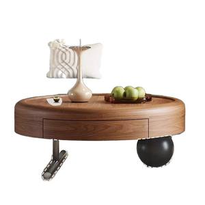 Italian Solid Wood <b>Round</b> Coffee <b>Table</b> 80 Cm Designer Style For <b>Small</b> Apartments - Product Image 5