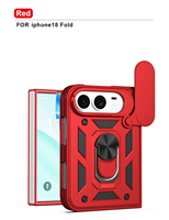 Coque de protection magnétique pour iPhone 18 DUO Fold avec support, protection d'objectif, armure TPU PC, couvercle coulissant pour appareil photo à 360 degrés, anneau métallique et coque arrière.