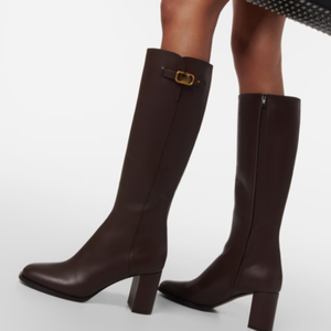 Large Size 46 Solid Wide Fit Women's Knee High Boots Ladies Chunky High <b>Heels</b> Shoes <b>Round</b> <b>Toe</b> Side Zipper Long Booties - Product Image 2