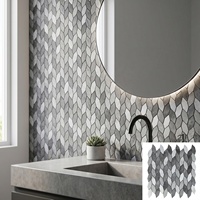 Mosaïque de pierres naturelles en forme de feuille de hêtre pour salle de bain, cuisine, restaurant, mur, impression jet d'encre