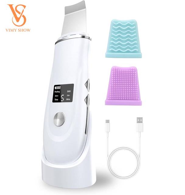 4 in 1 Microcurrent Skin Scrubber Device Face Spatula Blackhead Remover Pore Extractor Skin Care Tool for Facial Deep Cleansing