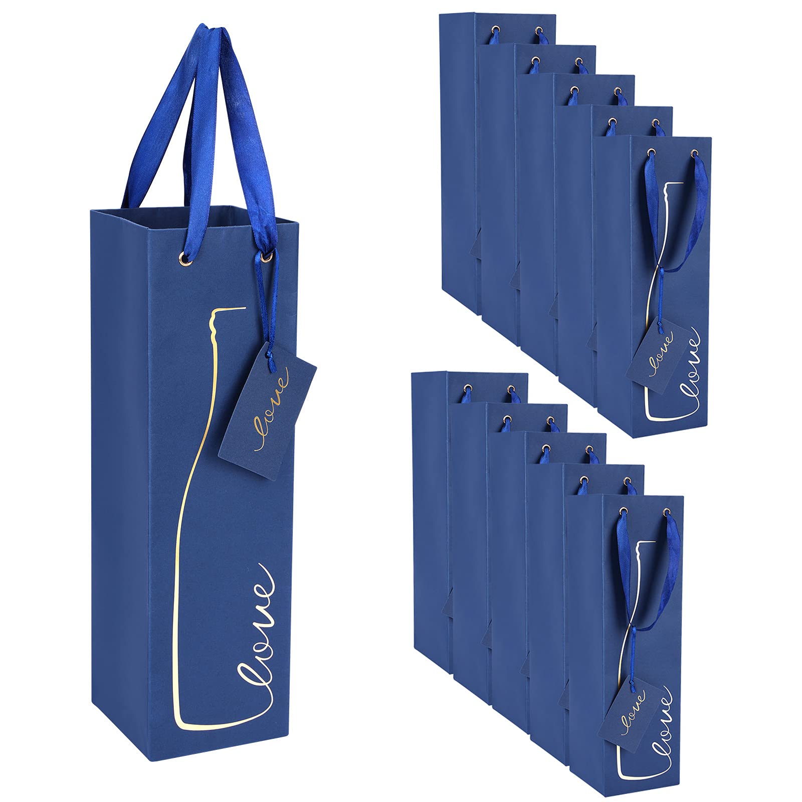 Wholesale Custom Logo Design Certified Recycled Material Gift Wine Bottle Packaging Kraft Paper Bags with Rope Handles