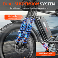 Vélo électrique tout-terrain Emoko C91 1000W, pneus larges de 20 pouces, batterie lithium 48V, moteur, autonomie de 40 km, capteur intelligent
