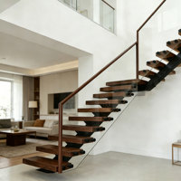 Rampe d'escalier personnalisée en bois massif : chêne rouge, chêne blanc, noyer noir, teck, bois d'hévéa pour escalier et balcon