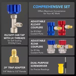 Juego de herramientas de calibre de colector de diagnóstico AC con medidores HVAC de 4 vías - Product Image 3