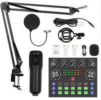 Juego de micrófono de condensador BM800, soporte voladizo, grabación de teléfono móvil, tarjeta de sonido K Song V8, micrófono de plástico con cable en vivo