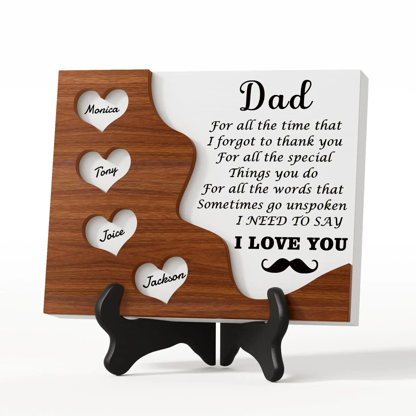 Customized Name Wooden Crafts Gift Wood Craft 3D Carved Ornament Gift for Dad Mom Desk Home Decoration