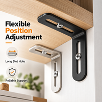 Support d'angle réglable en acier inoxydable à trou long, connecteur en L à 90 degrés pour quincaillerie de meubles et armoires