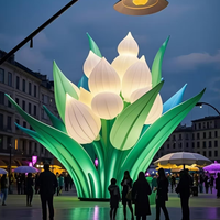 Modèle de fleur gonflable géante personnalisée avec éclairage LED pour la décoration des centres commerciaux et des festivals