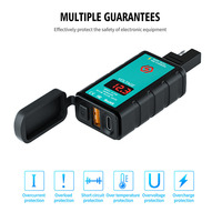 Cargador de Teléfono para Motocicleta WUPP Impermeable de 12v con Puerto USB de Carga Rápida USB+Tipo-C y Voltímetro