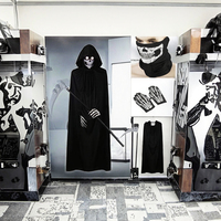 Costume de cosplay d'Halloween en polyester, robe à capuche, cape, robe, taille unique, vente chaude 2026, noir, diable, scythe de la mort, TV et cinéma