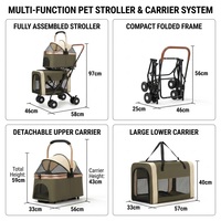 Poussette pliable robuste à double étage pour animaux de compagnie, avec maille respirante et cadre en acier, pour chiens et chats multiples, idéale pour les voyages en extérieur