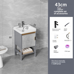 <span class=keywords><strong>Armoire</strong></span> <span class=keywords><strong>de</strong></span> rangement <span class=keywords><strong>de</strong></span> salle <span class=keywords><strong>de</strong></span> bain moderne Wayon, grise, résistante à l'humidité, <span class=keywords><strong>avec</strong></span> lavabo en céramique intégré - Product Image 6