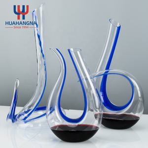 HUAHANGNA Décanteur en verre de cristal en forme de <span class=keywords><strong>U</strong></span> unique fait à la main Conception ondulée Coffret cadeau de vin Verre transparent - Product Image 2