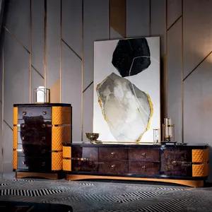 现代客厅家具设计电视柜角落展示柜橙色真皮简约电视柜实木电视柜
