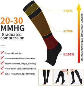 Chaussettes de compression en gros, qualité médicale, pour œdème, grossesse, varicocèle, chaussettes à bout ouvert, hommes, femmes, chaussettes élastiques mi-longues - Product Image 3