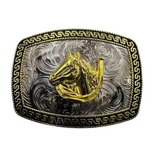 Fabricage Maak Uw Eigen Logo Hoge Kwaliteit Vergulde Metalen Cowboy Riem Gesp Voor Mannen